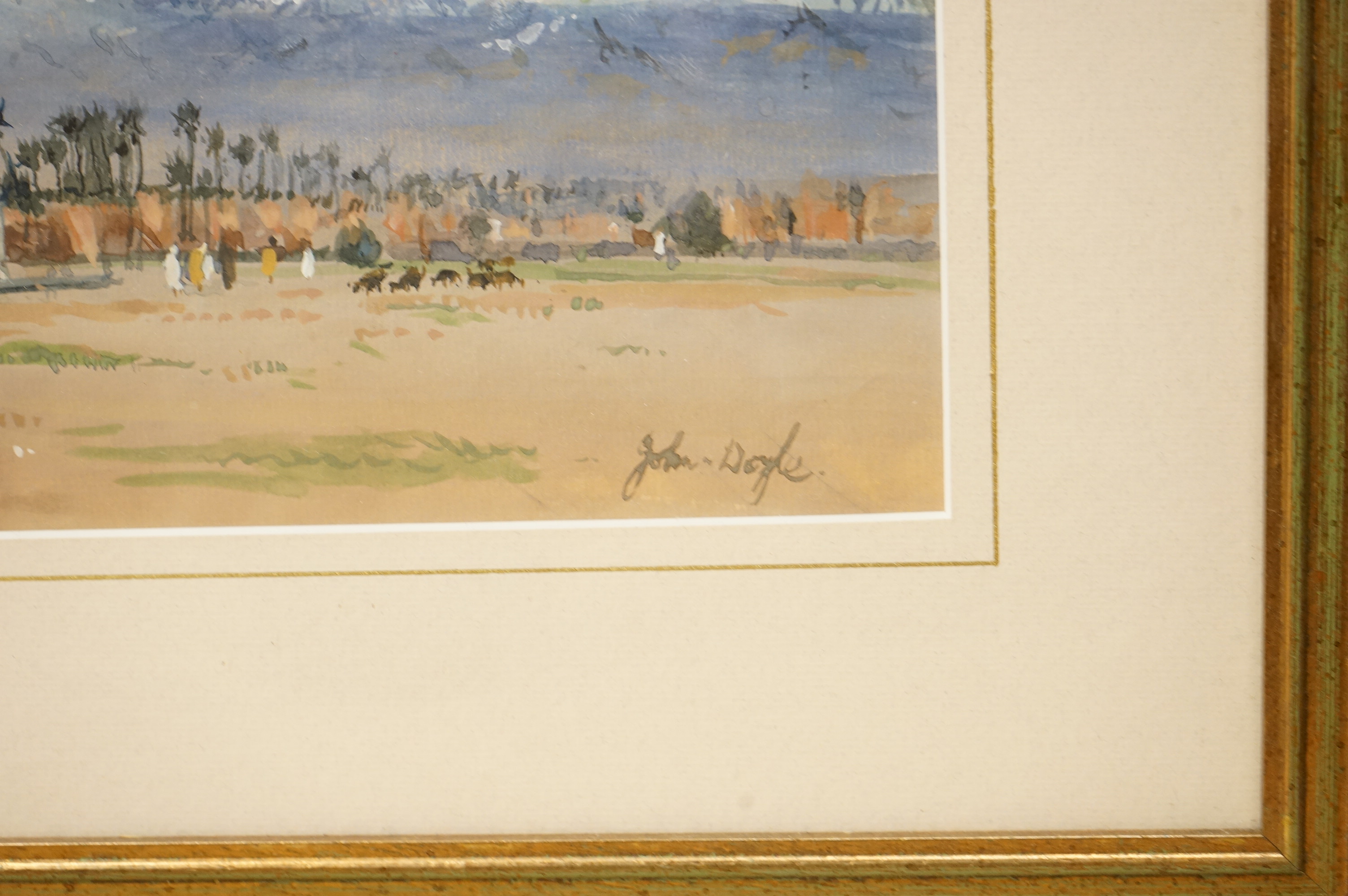 John Doyle (b.1928), Middle Eastern scene, signed, gouache, 18 x 30cm